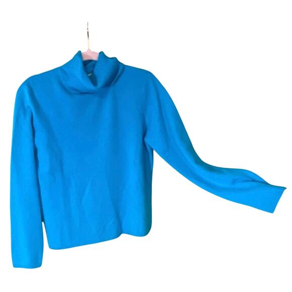 VTG Parisian Signature 100% Cashmere Turtleneck Sweater Turquoise L Hong Kong - Picture 1 of 6